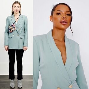 HOUSE OF HARLOW 1960 Oversized Blazer Double Breasted Long Boyfriend Jacket L